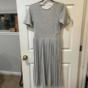 ASOS Heather Gray, Cotton Pleated Midi Dress with V Back Detail (Womens 6)